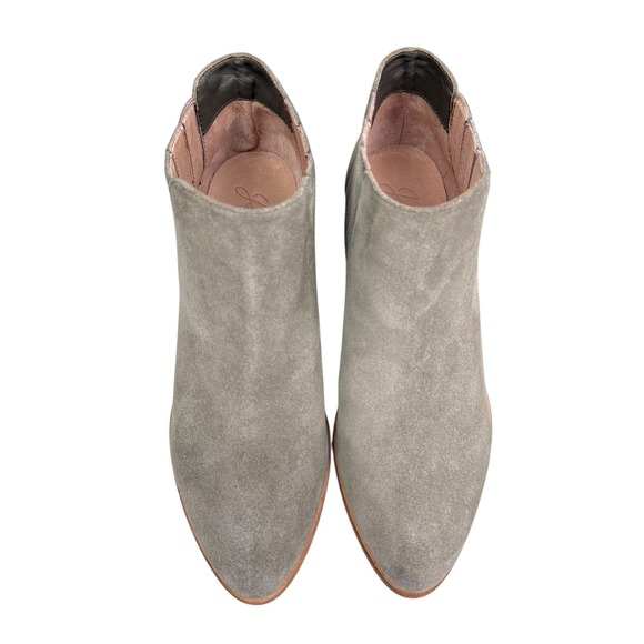 Joie Women Suede Ankle Boots Western Style Stacked Block Heel Taupe Pull On 39.5 - Picture 4 of 11